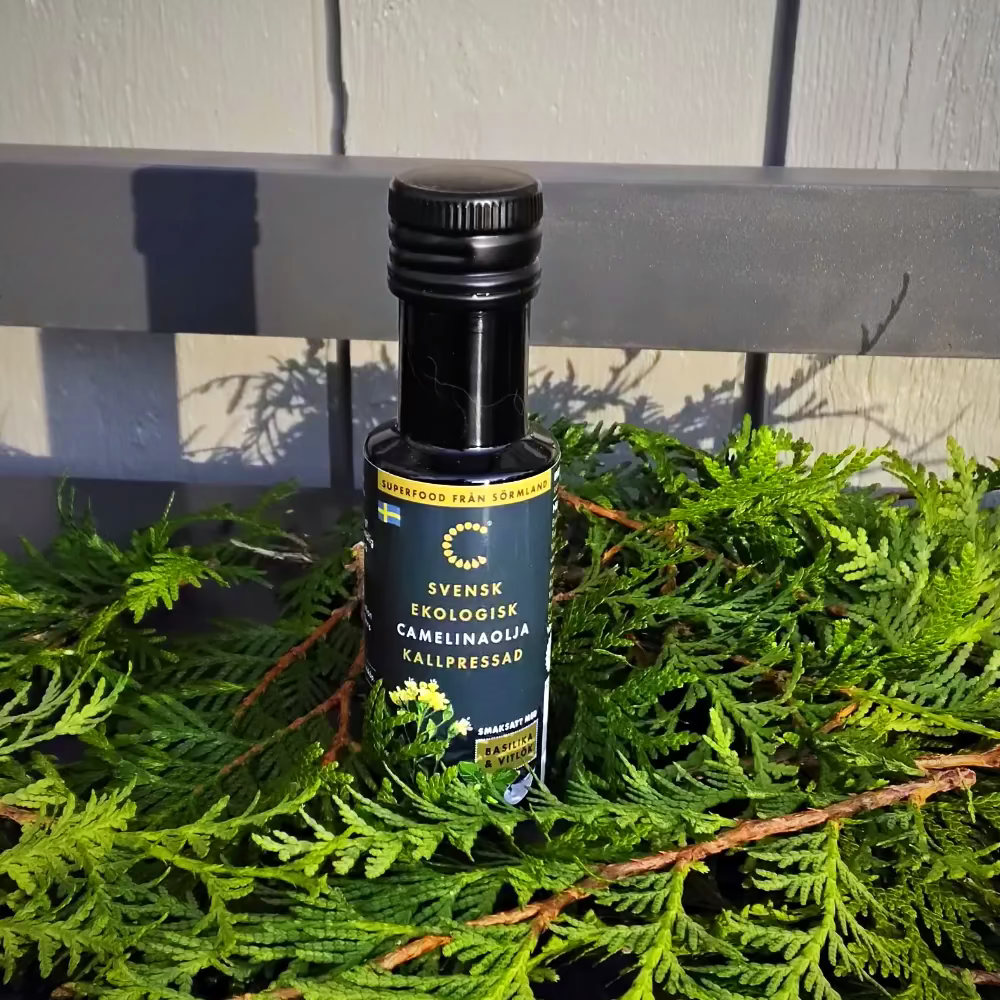 Ekologisk Camelina olja Basilika-Vitlök 100 ml
