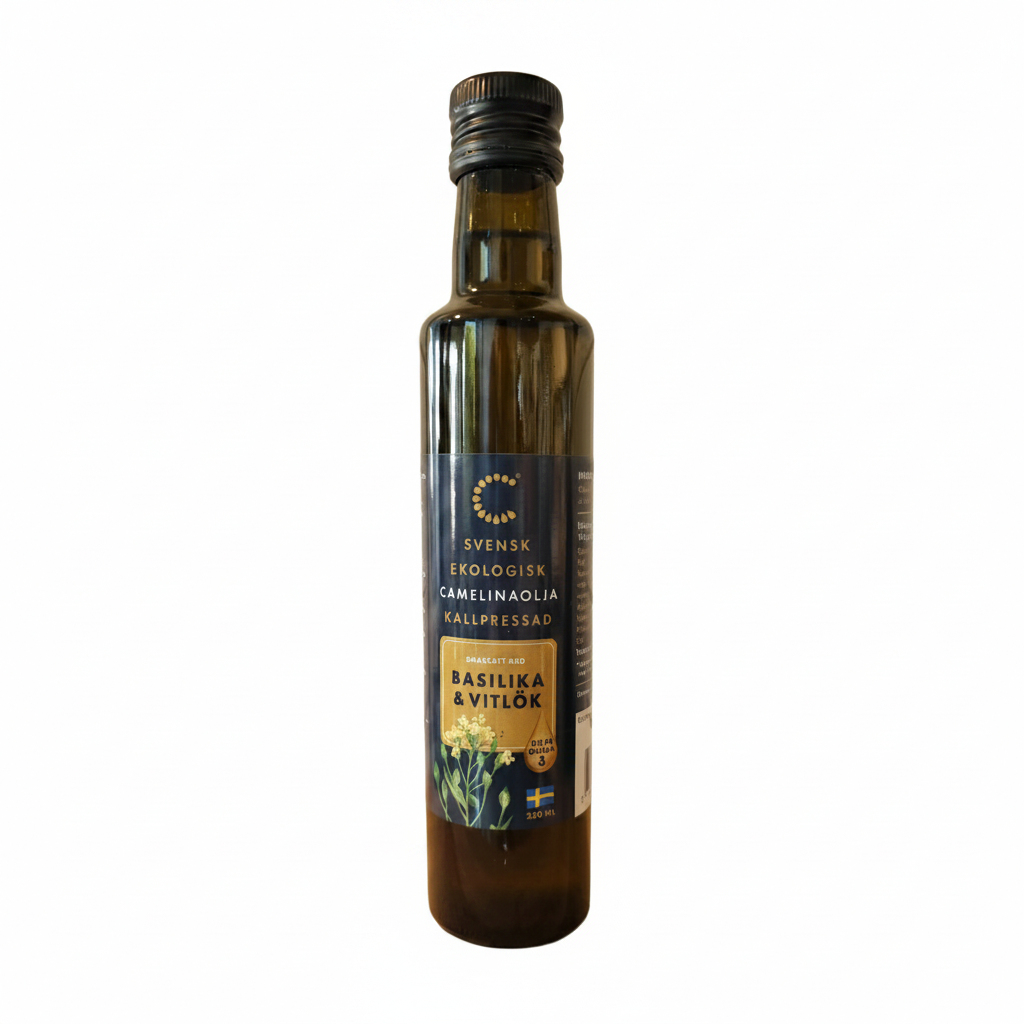 Ekologisk Camelina olja Basilika-Vitlök 250 ml