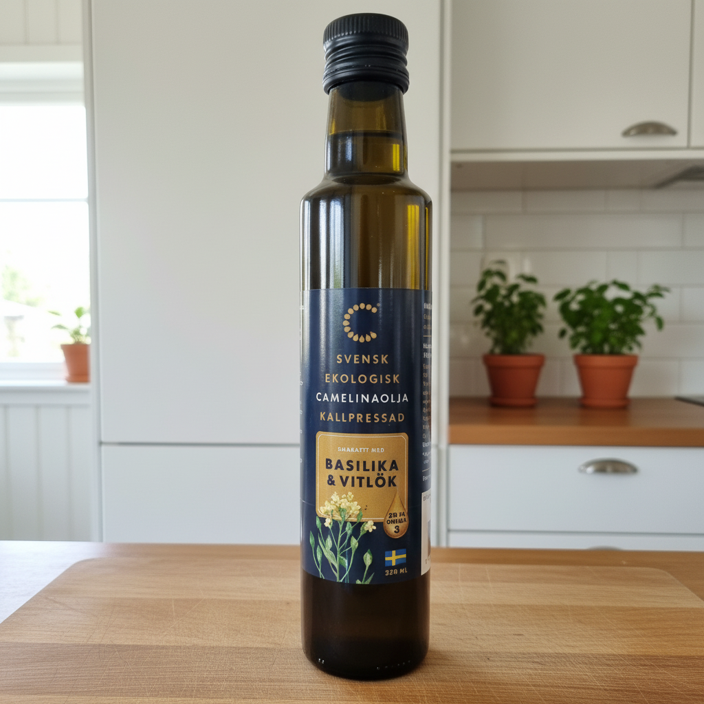Ekologisk Camelina olja Basilika-Vitlök 250 ml