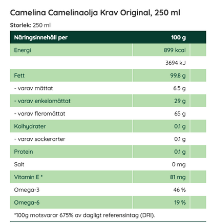 Ekologisk Camelina olja KRAV 250 ml