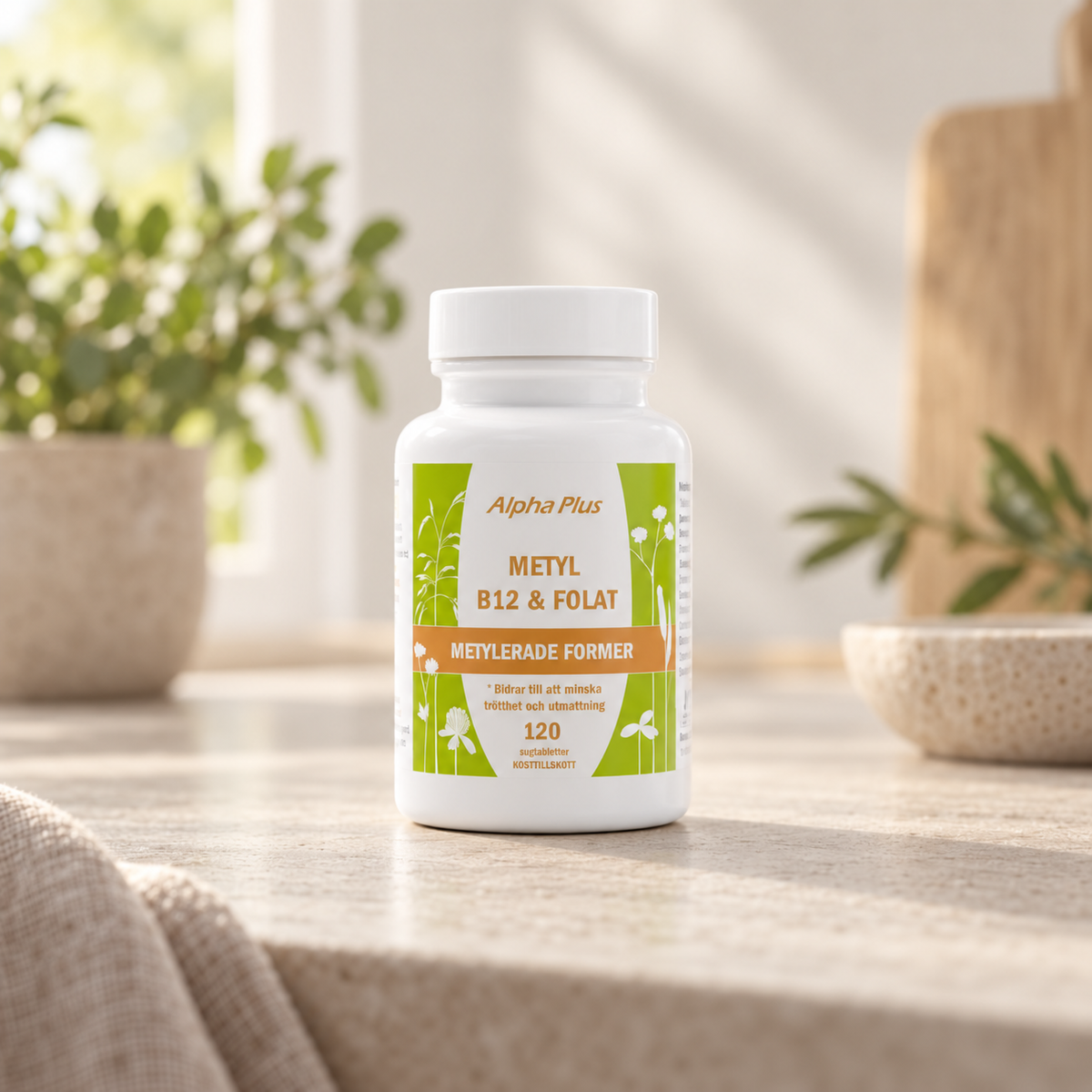 Metyl B12 & Folat – Aktiva former | Alpha Plus 120 tabletter
