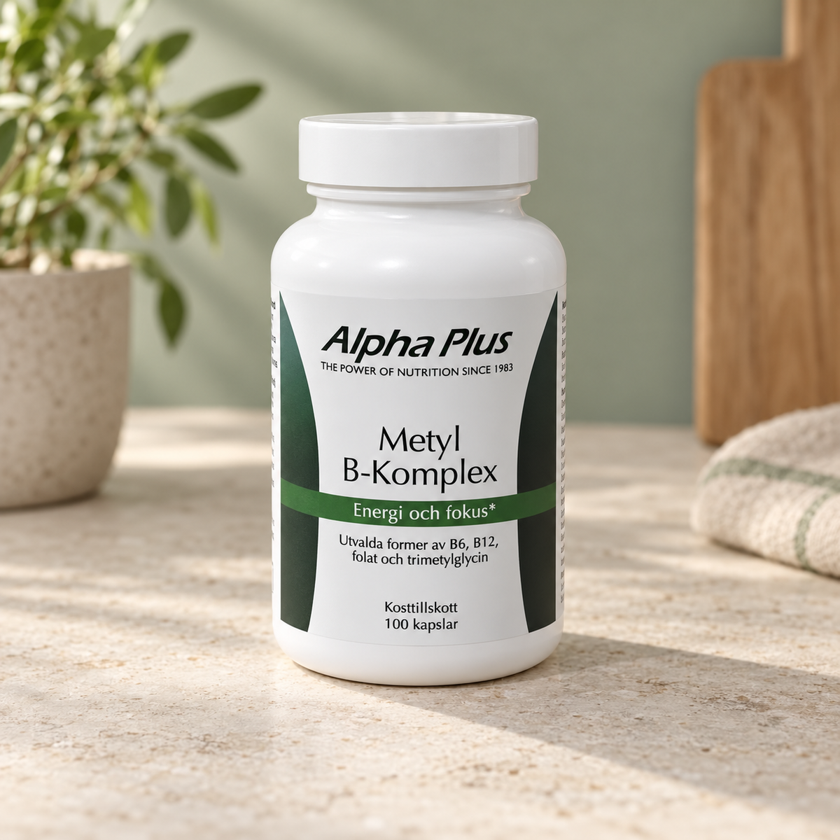Metyl B-komplex – Aktiva B-vitaminer | Alpha Plus 100 kapslar