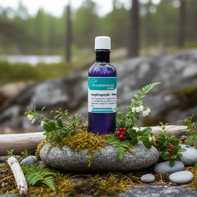 Rengöringsmjölk i naturlig bakgrund
